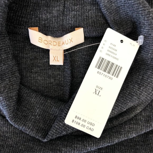 NWT Anthropologie Bordeaux Womens Sweater Dress XL Gray Mock Neck Maxi Stretch - Picture 3 of 10